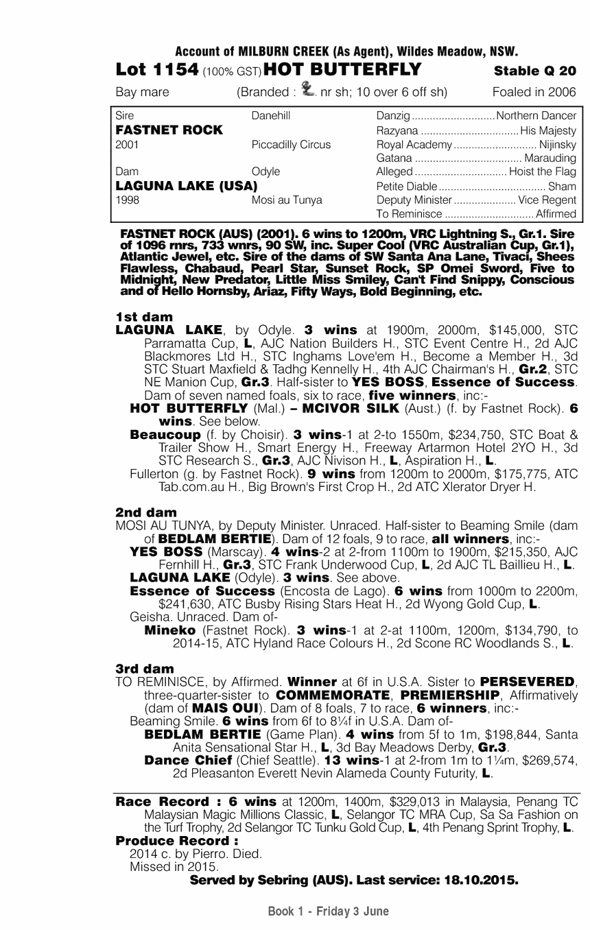 Hot Butterfly (AUS) - pedigree