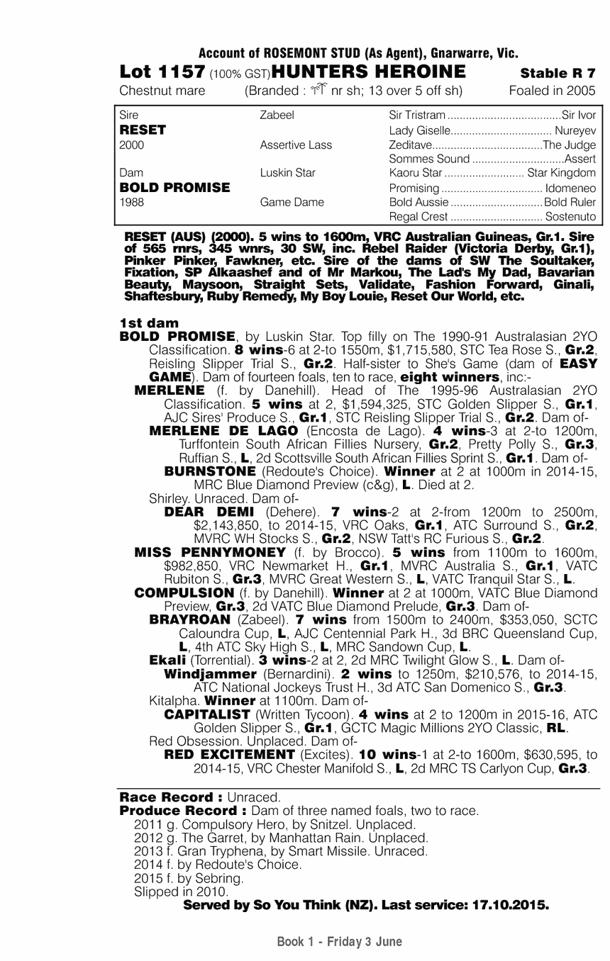 Hunters Heroine (AUS) - pedigree