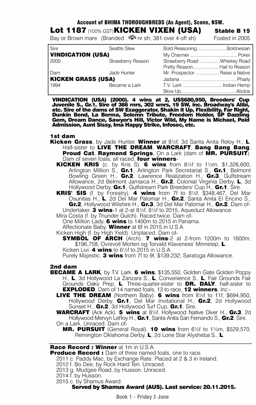 Kicken Vixen (USA) - pedigree