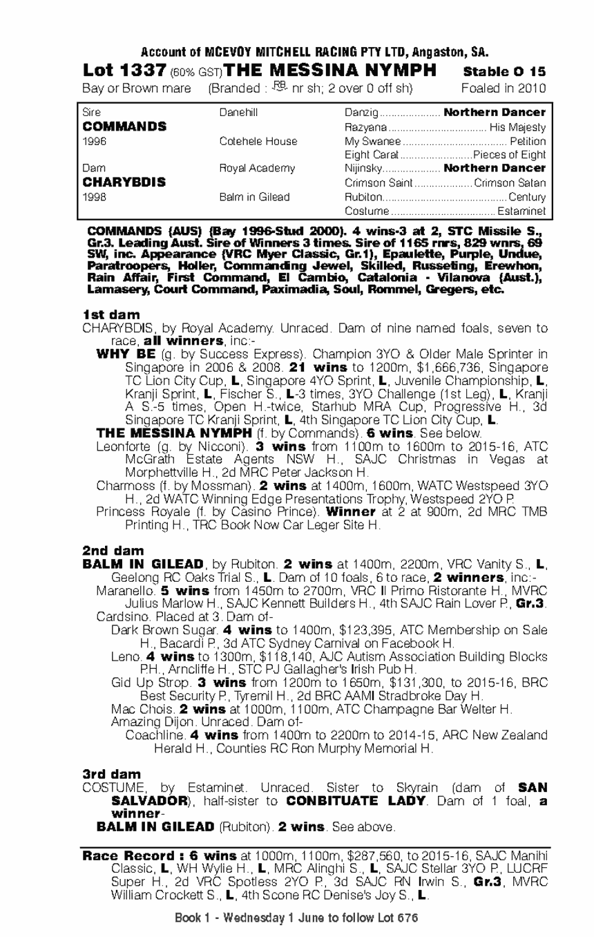 The Messina Nymph (AUS) - pedigree