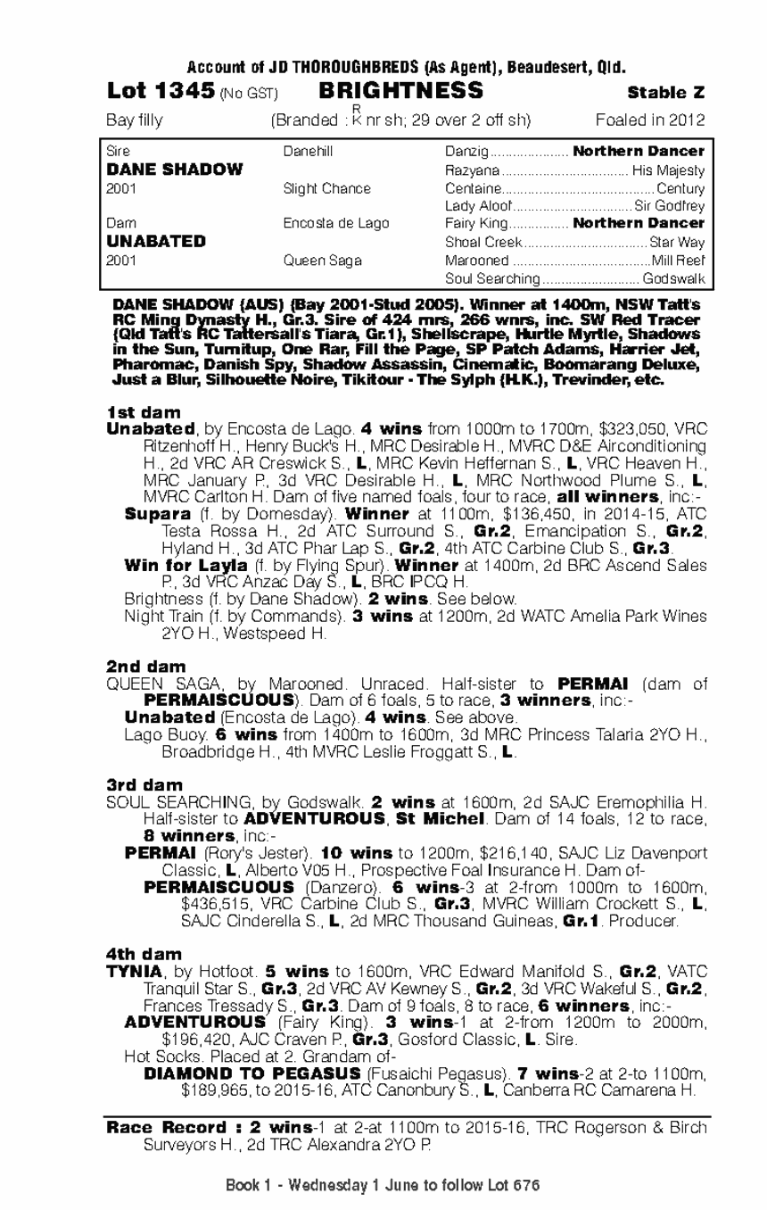 Brightness (AUS) - pedigree