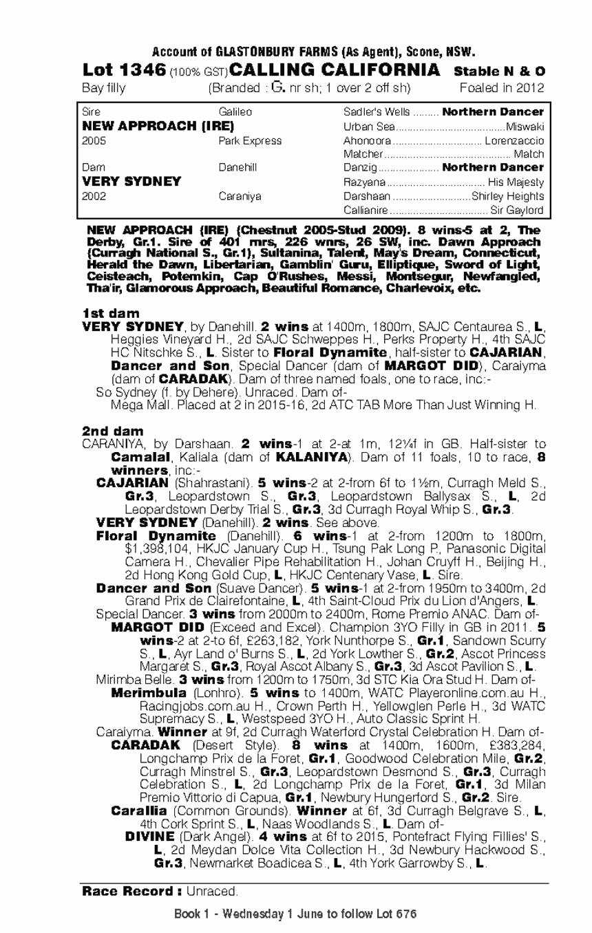 Calling California (AUS) - pedigree