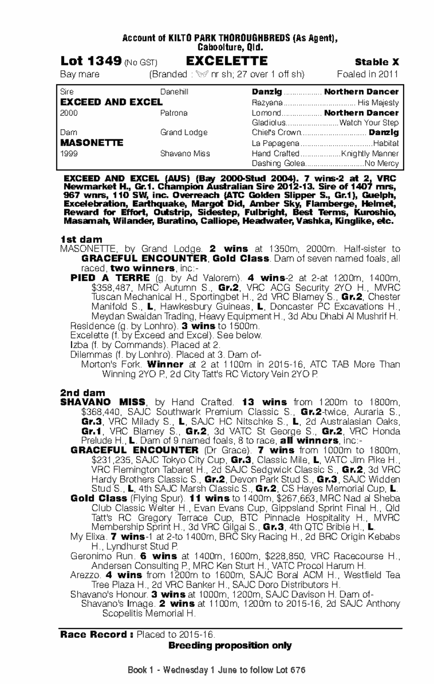 Excelette (AUS) - pedigree