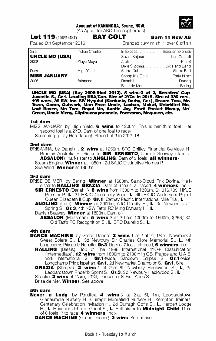 Uncle Mo (USA) / Miss January (AUS) - pedigree