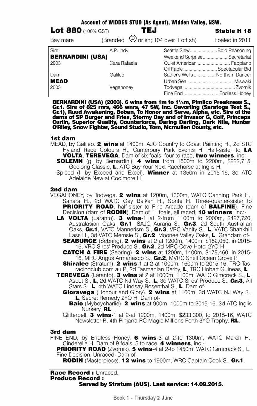 Tej (AUS) - pedigree