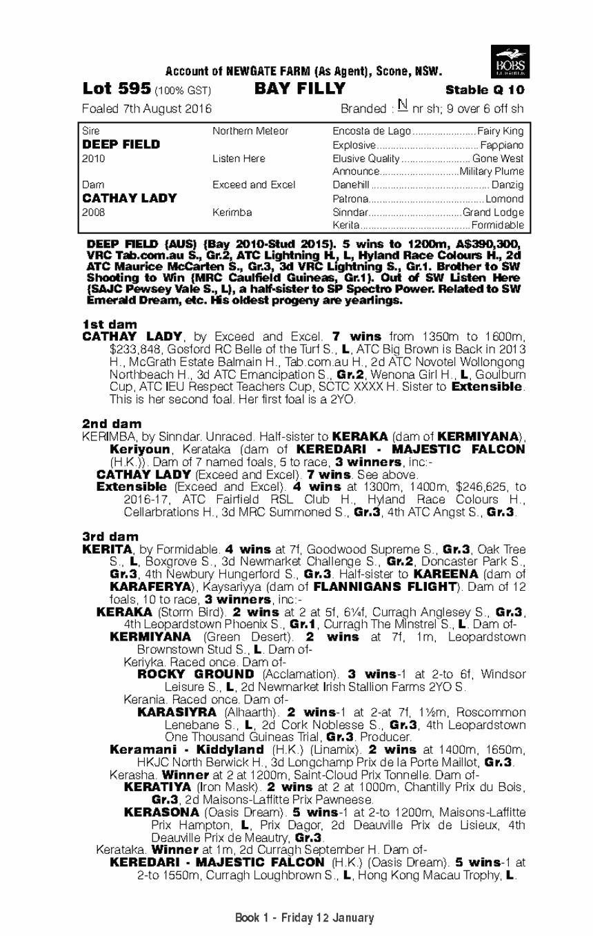 Deep Field (AUS) / Cathay Lady (AUS) - pedigree