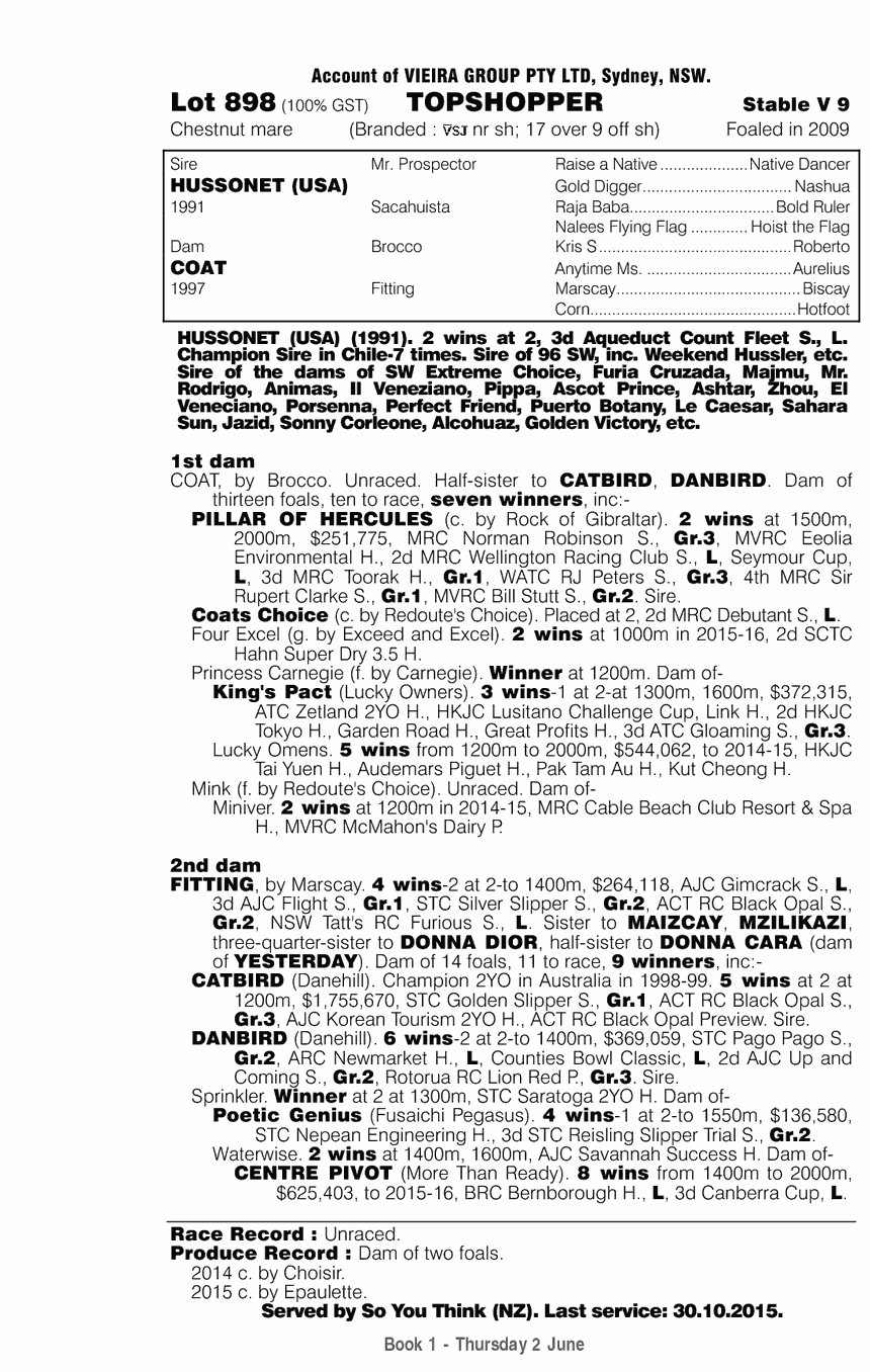 Topshopper (AUS) - pedigree