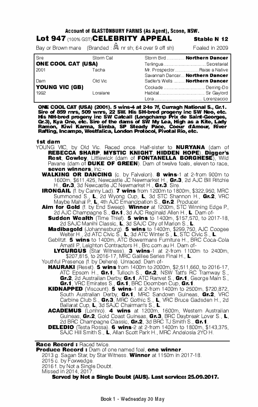 Celebrity Appeal (AUS) - pedigree