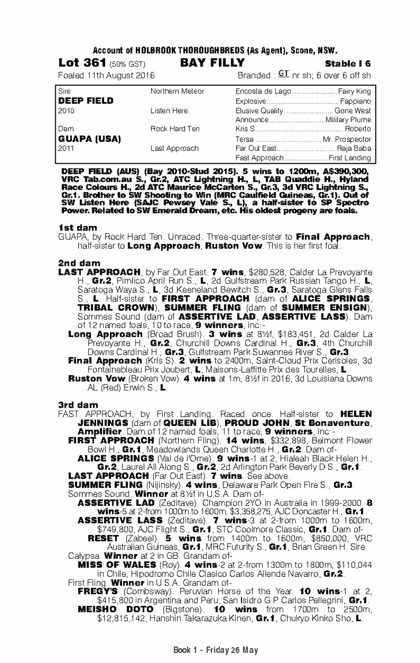 Deep Field (AUS) / Guapa (USA) - pedigree