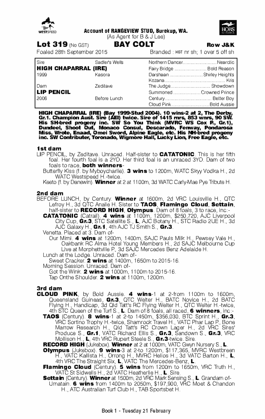 High Chaparral (IRE) / Lip Pencil (AUS) - pedigree