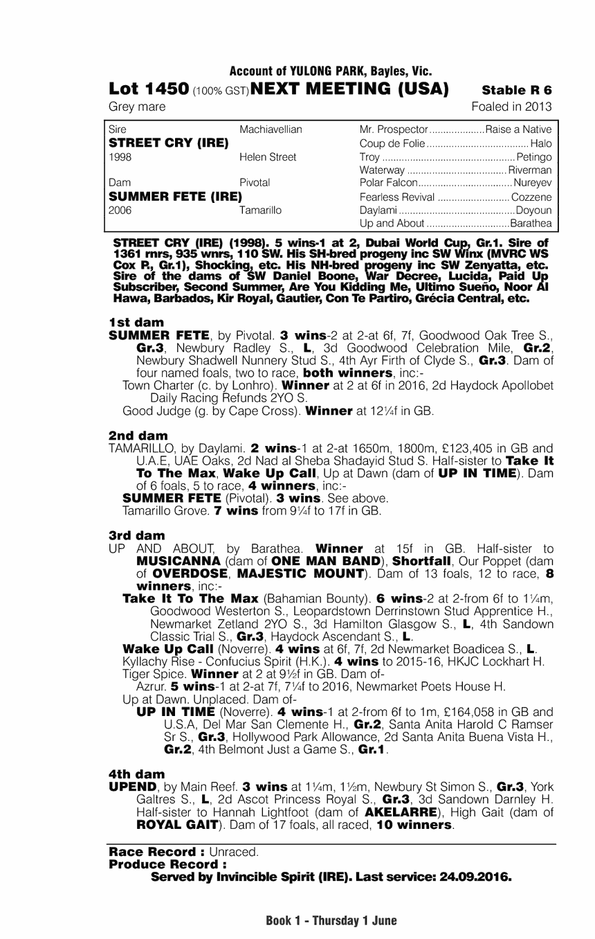 Next Meeting (USA) - pedigree