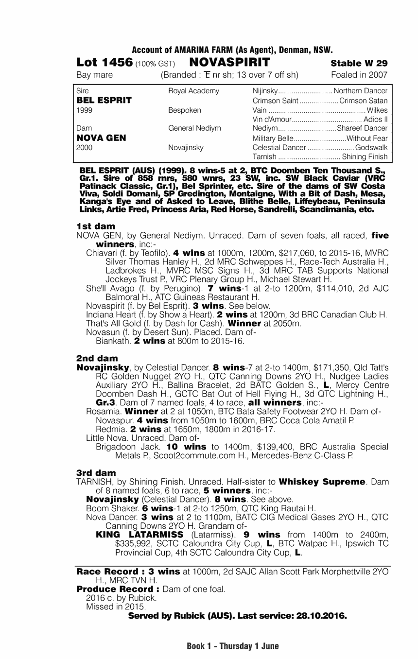 Novaspirit (AUS) - pedigree