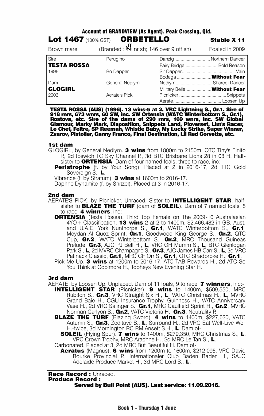 Orbetello (AUS) - pedigree