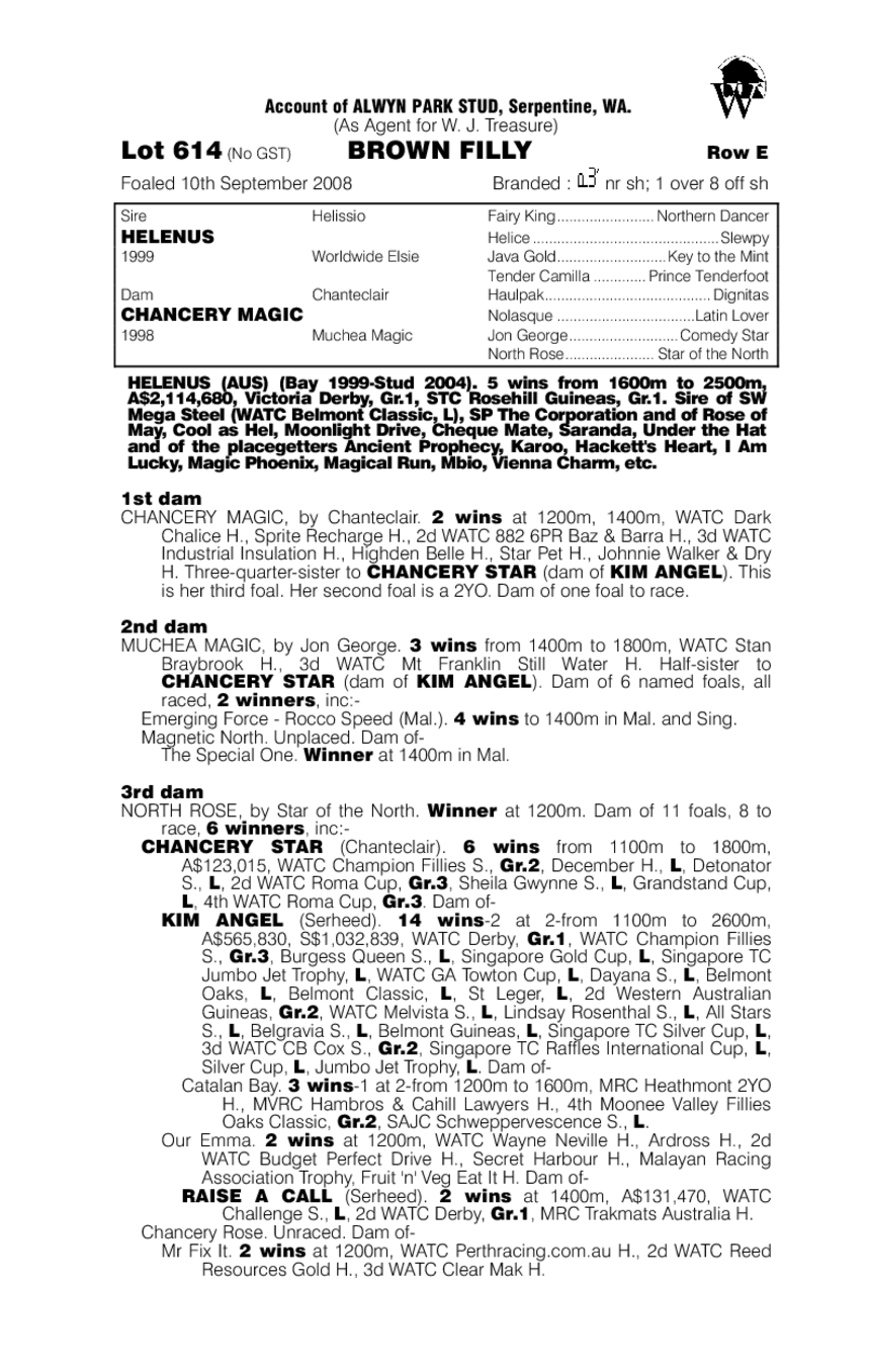 Helenus (AUS) / Chancery Magic (AUS) - pedigree