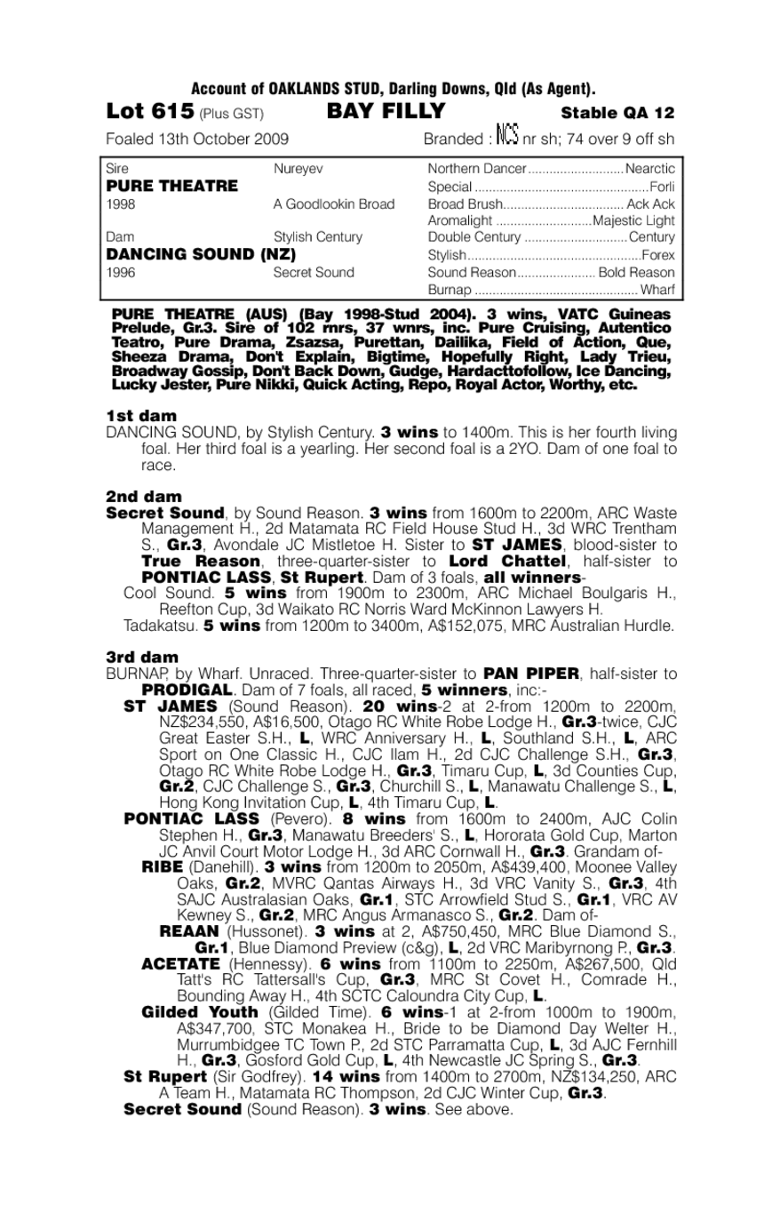 Pure Theatre (AUS) / Dancing Sound (NZ) - pedigree