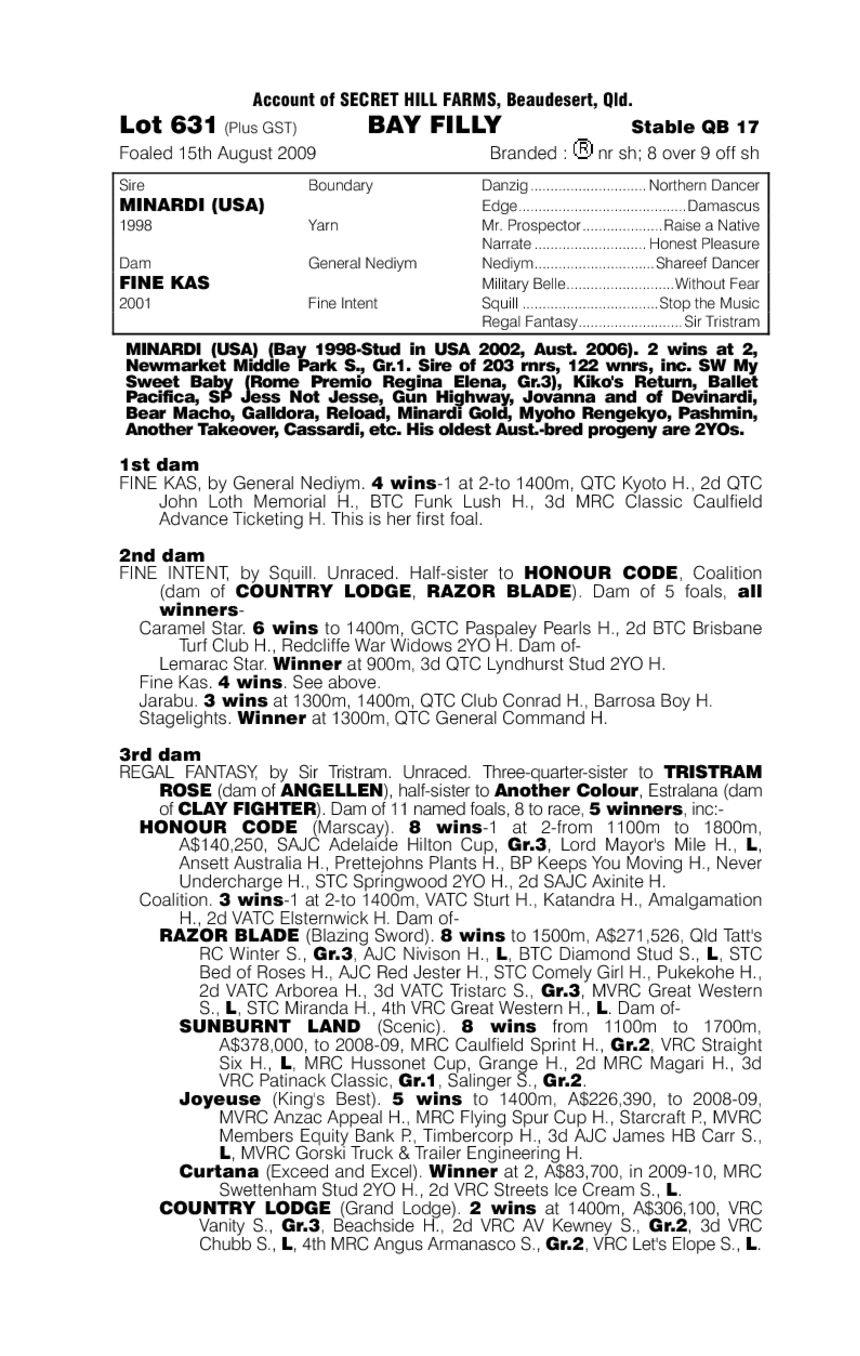 Minardi (USA) / Fine Kas (AUS) - pedigree