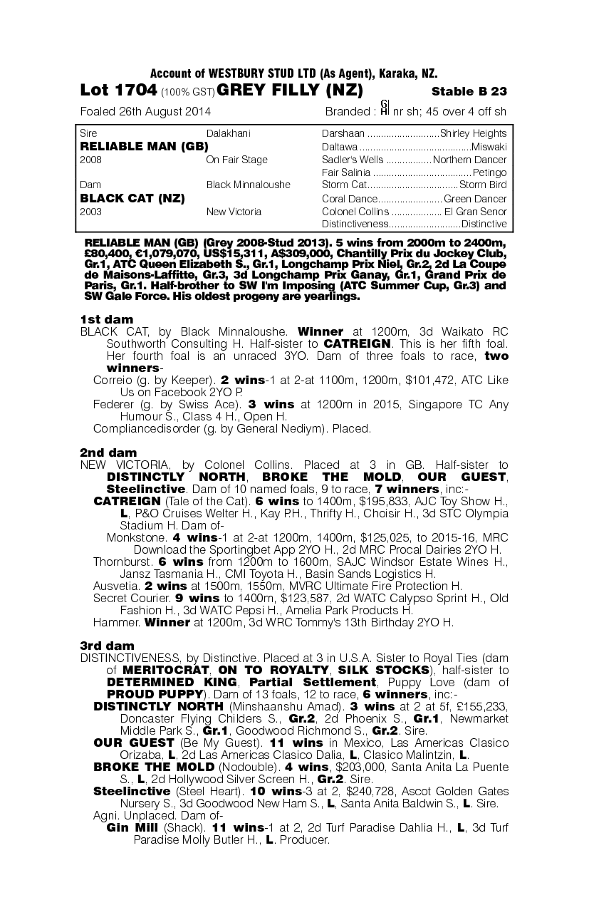 Reliable Man (GB) / Black Cat (NZ) - pedigree
