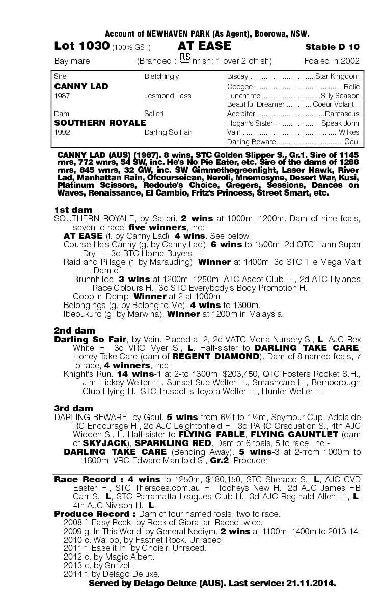 At Ease (AUS) - pedigree