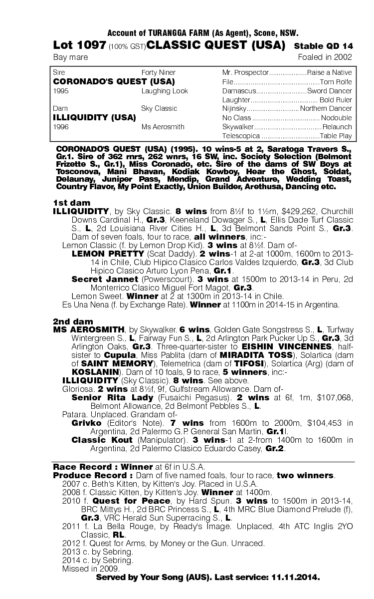 Classic Quest (USA) - pedigree