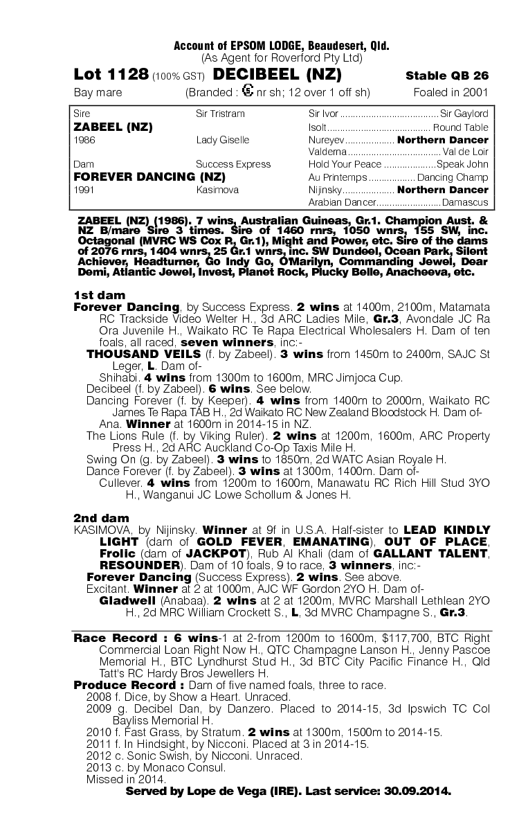 Decibeel (NZ) - pedigree