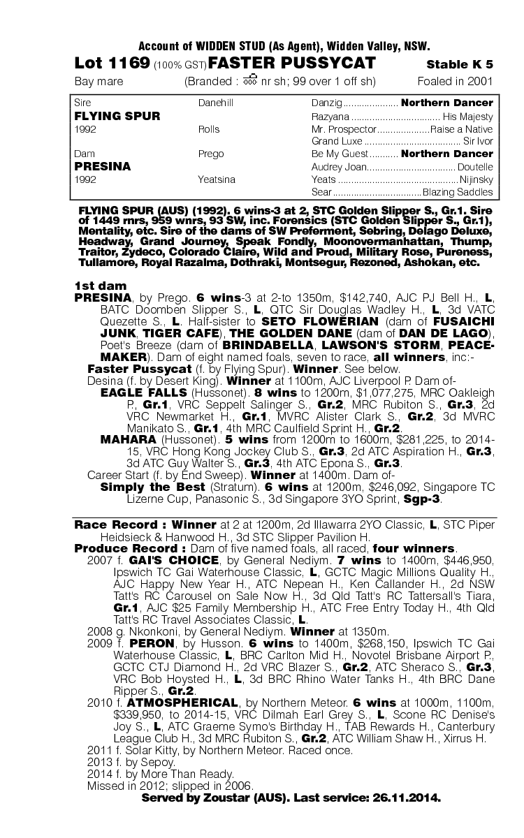 Faster Pussycat (AUS) - pedigree