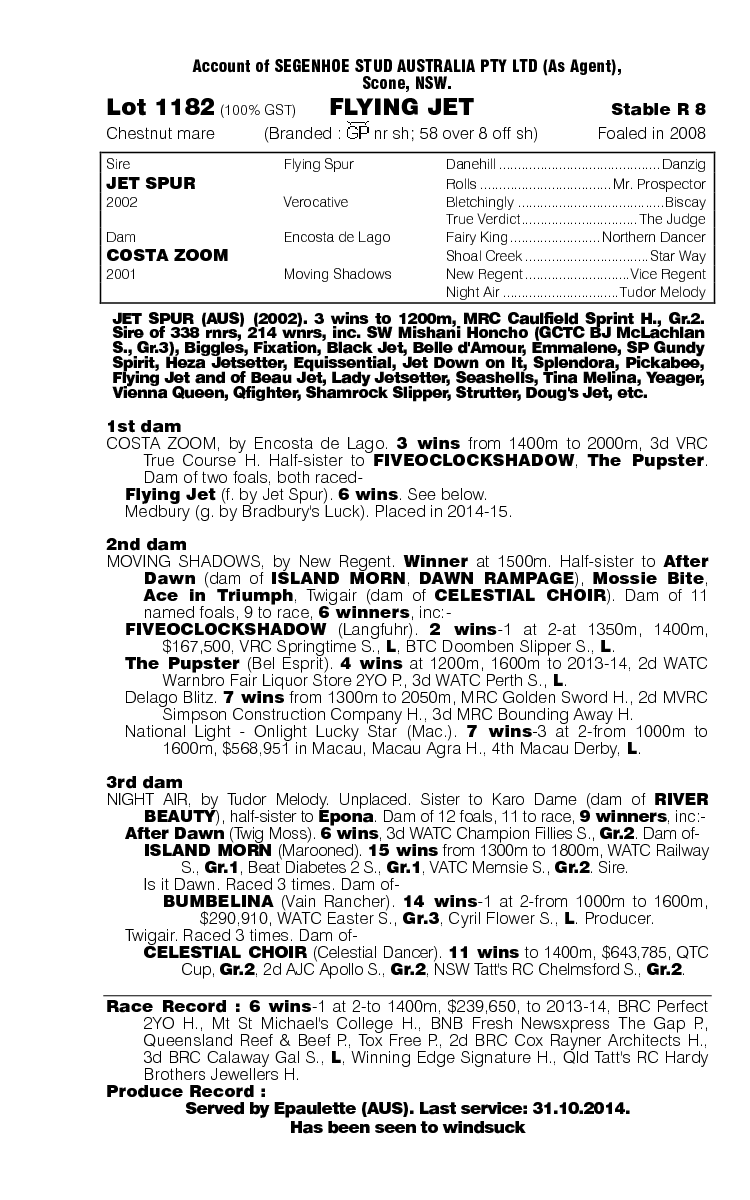 Flying Jet (AUS) - pedigree