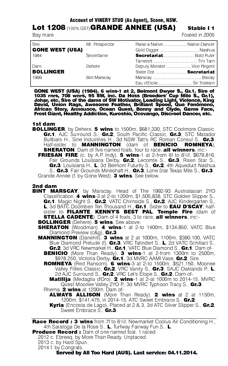 Grande Annee (USA) - pedigree