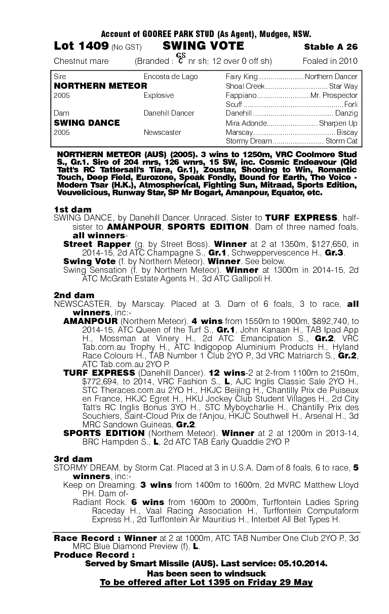 Swing Vote (AUS) - pedigree