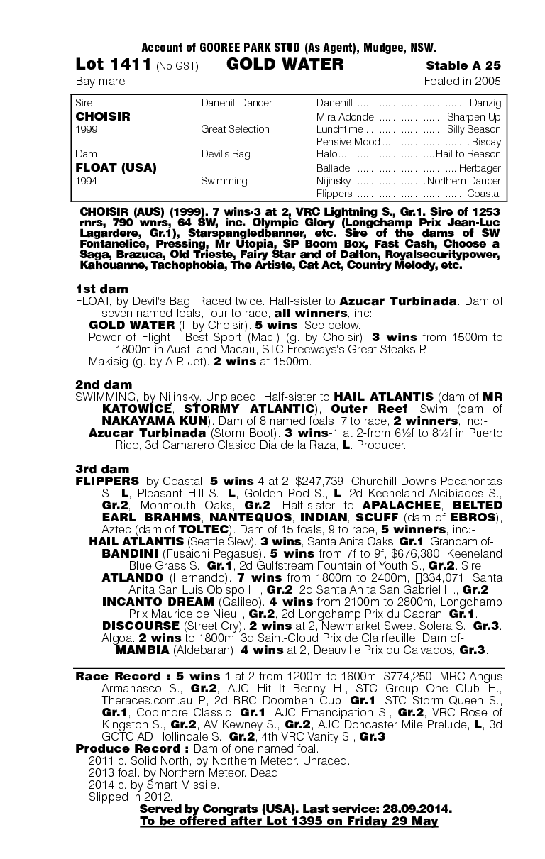 Gold Water (AUS) - pedigree