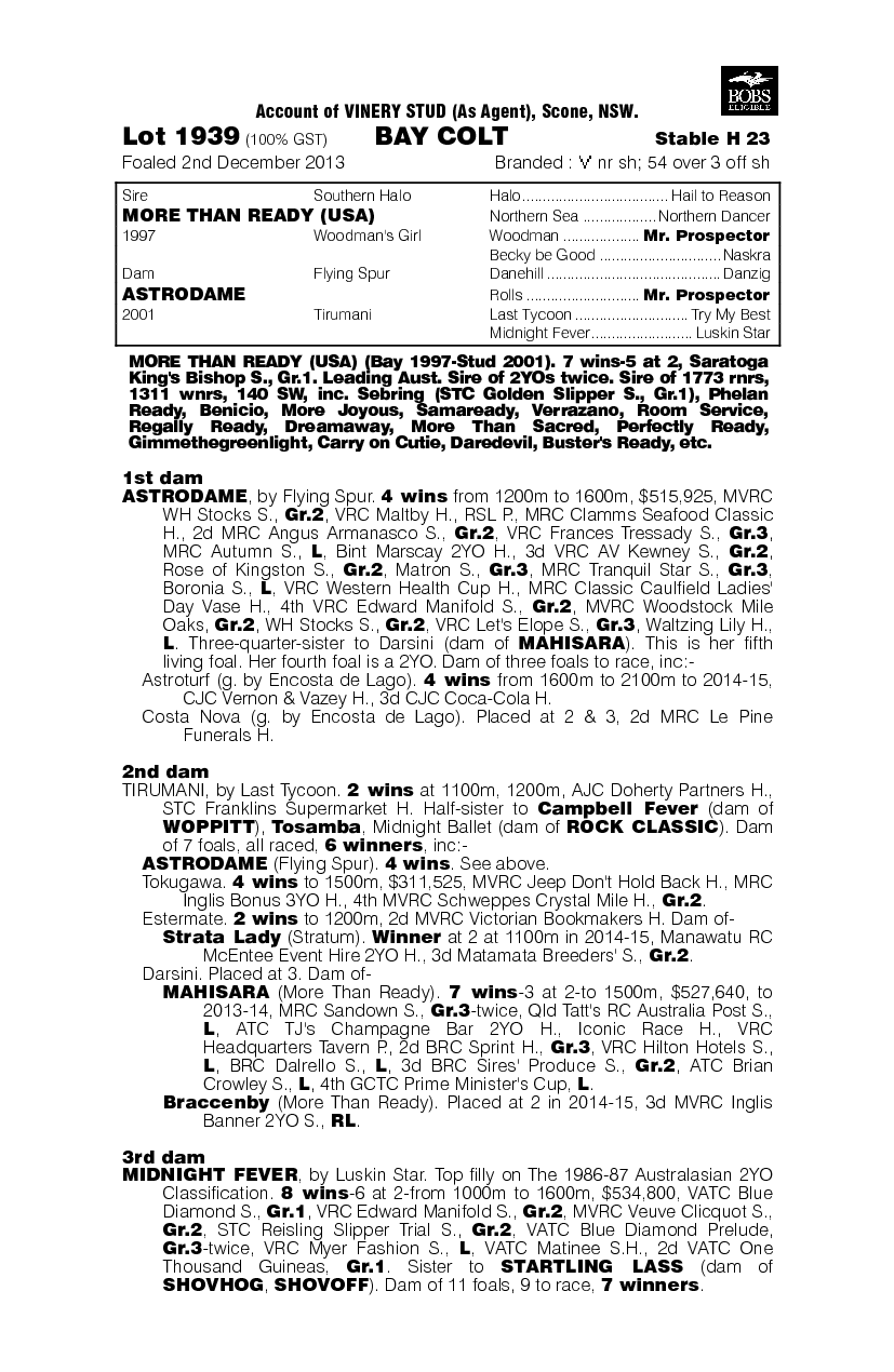 Cosmic Engine (AUS) - pedigree