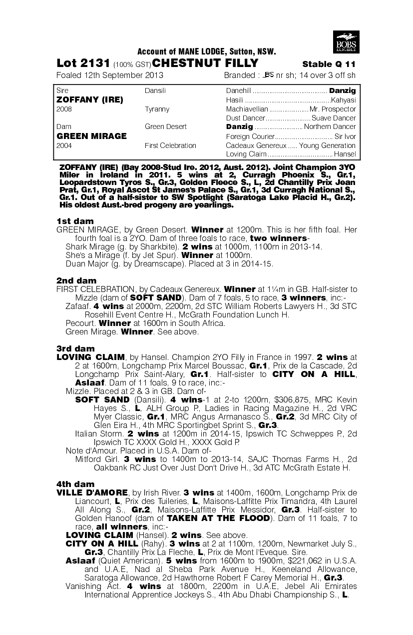 Persistent Shadow (AUS) - pedigree