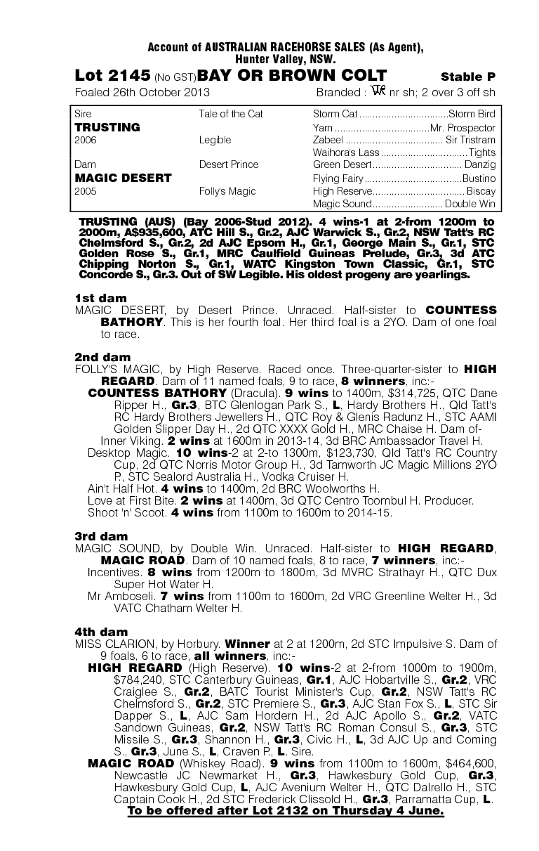 Trusting (AUS) / Magic Desert (AUS) - pedigree