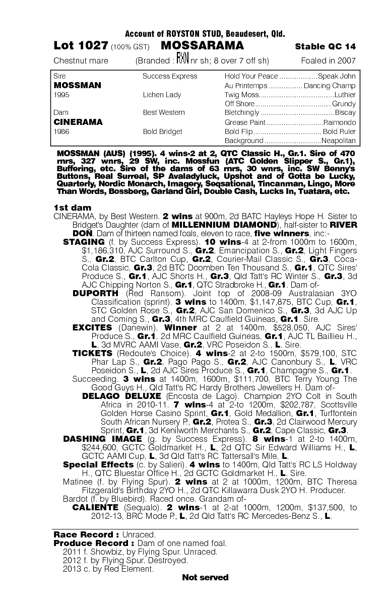 Mossarama (AUS) - pedigree
