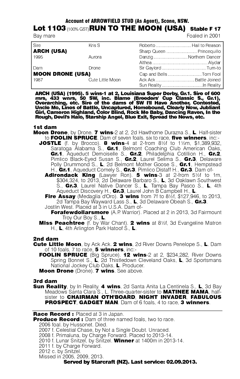 Run to the Moon (USA) - pedigree