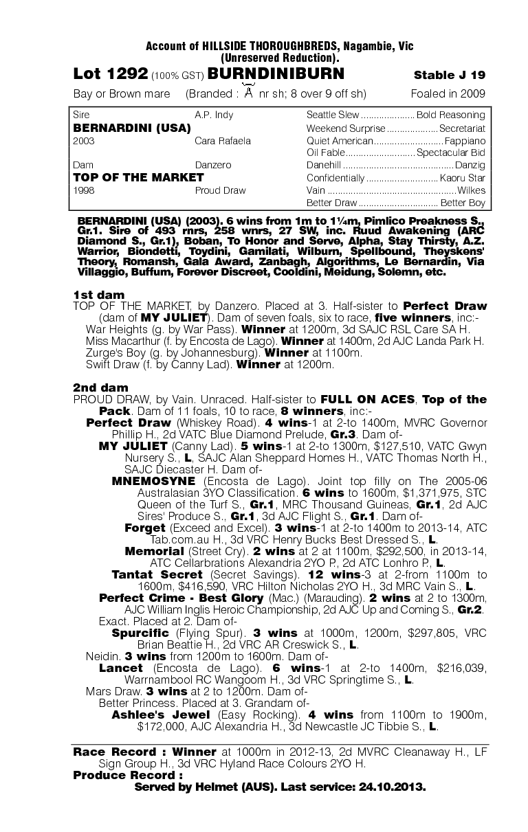 Burndiniburn (AUS) - pedigree