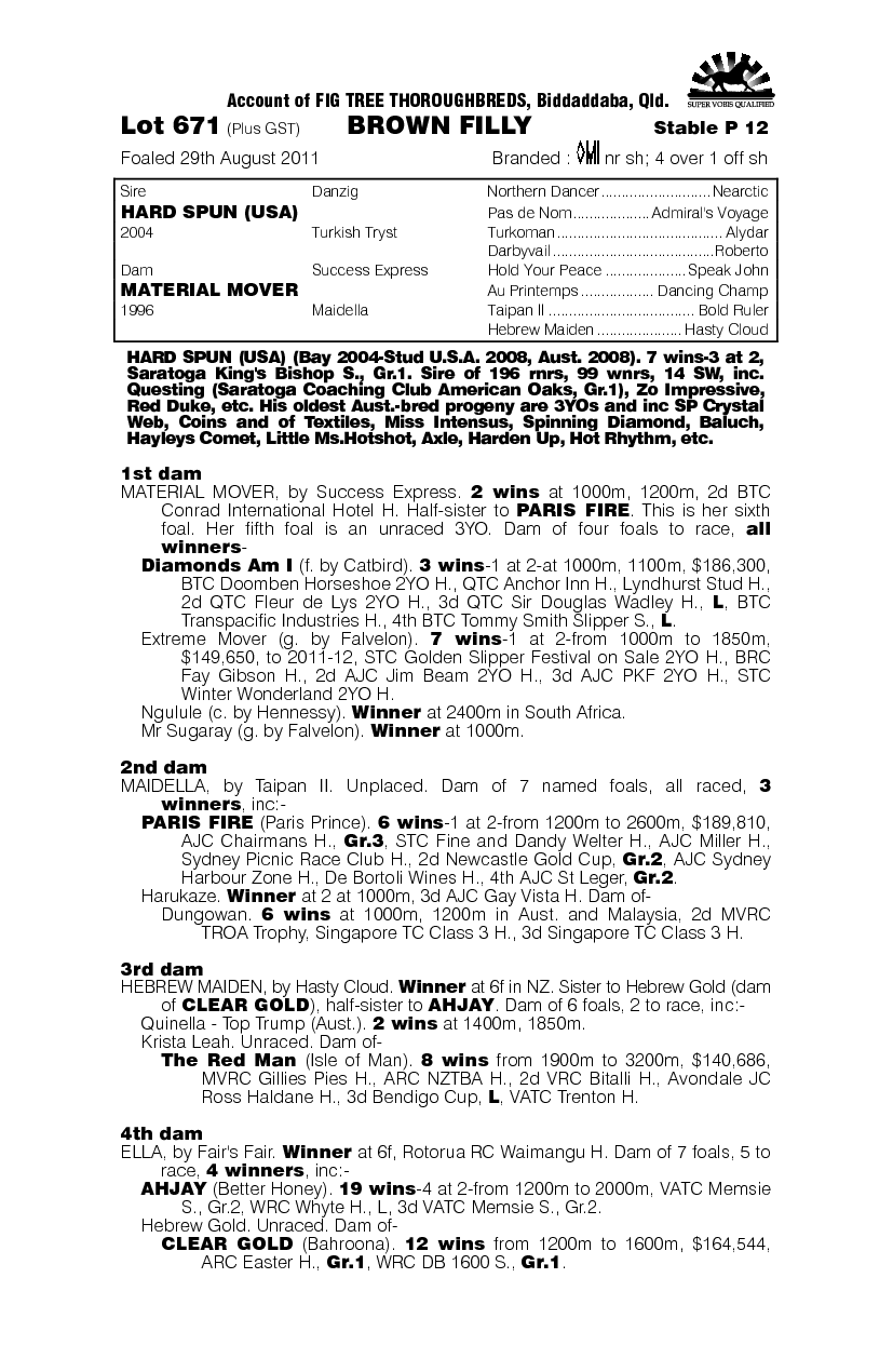 Spinster (AUS) - pedigree