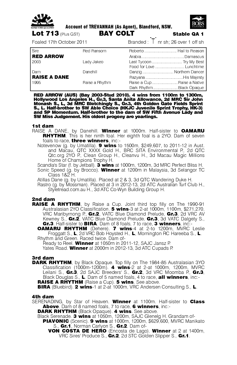 Raise A Red (AUS) - pedigree