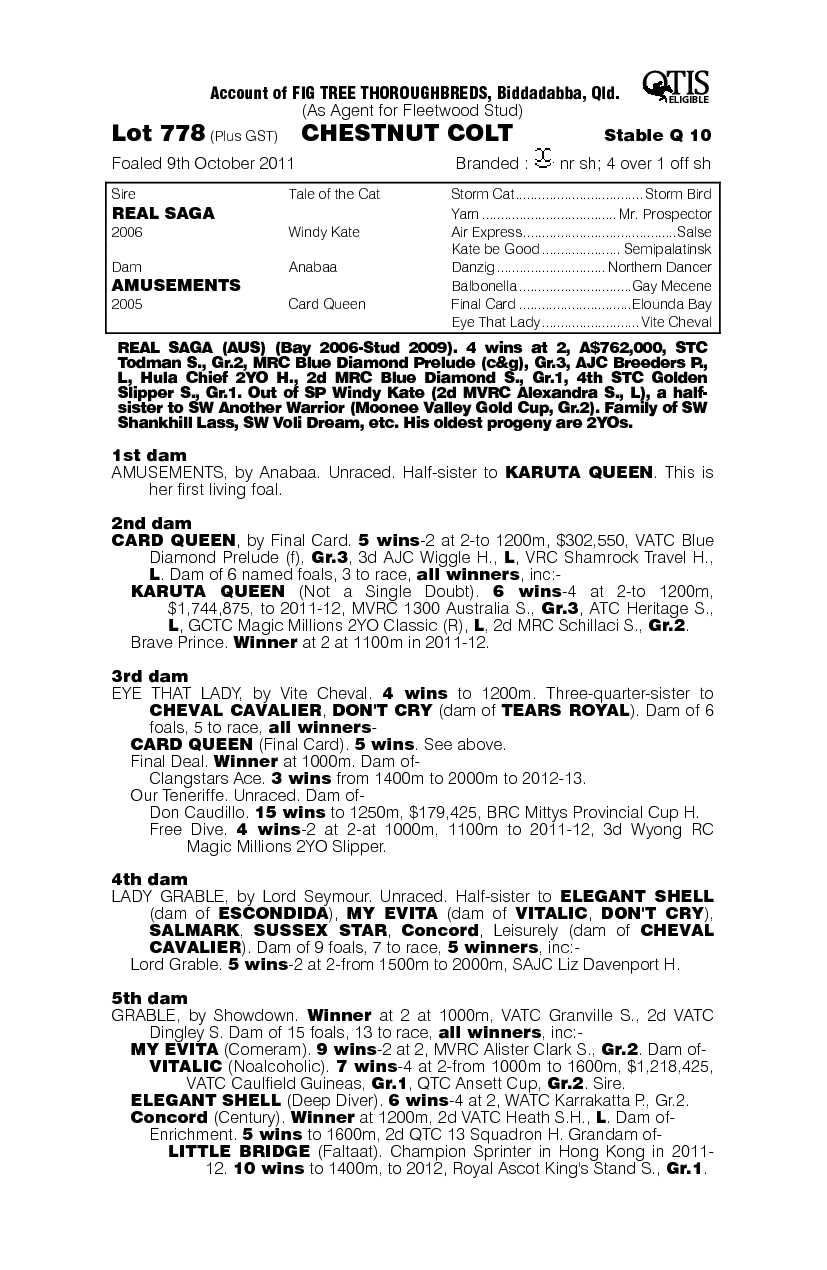 Comic Story (AUS) - pedigree