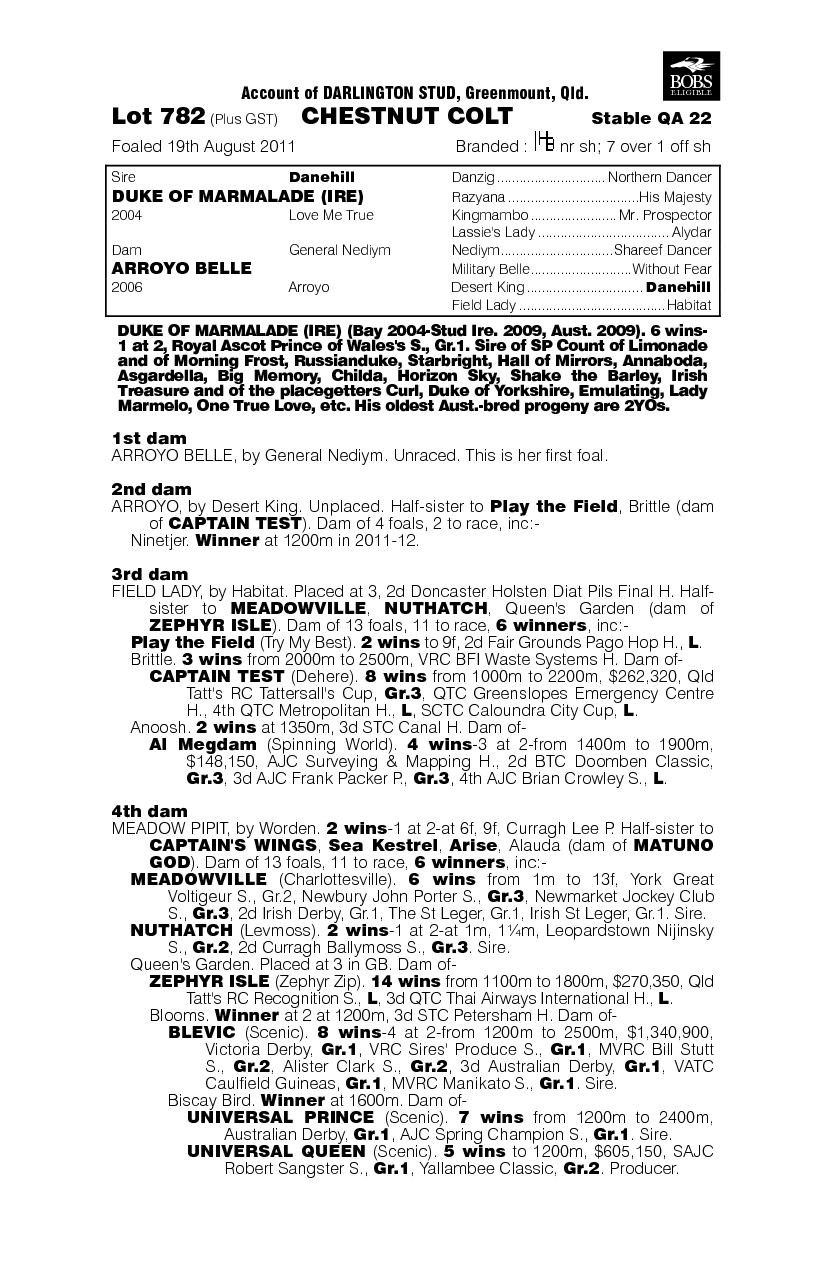 Military Duke (AUS) - pedigree