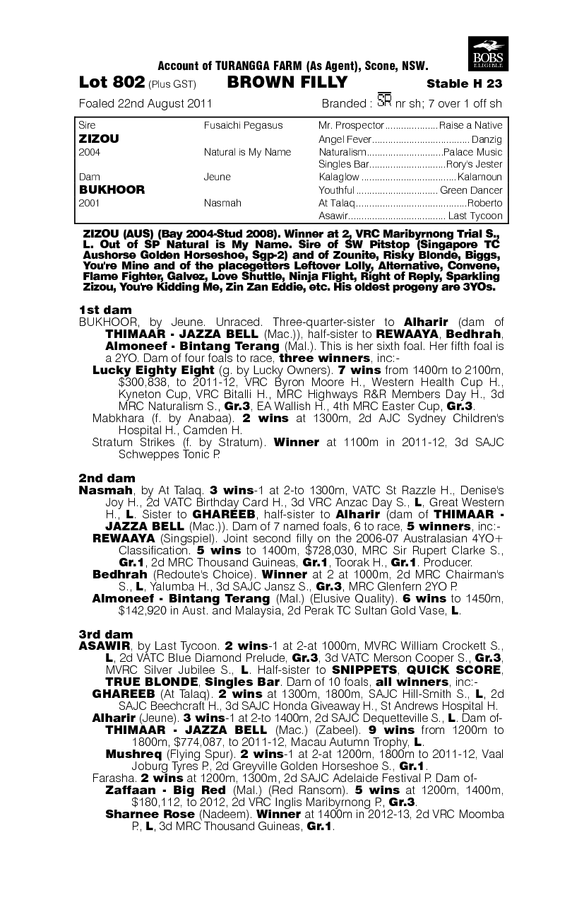 Incensual (AUS) - pedigree