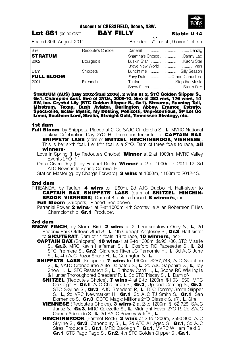 Aster Bloom (AUS) - pedigree