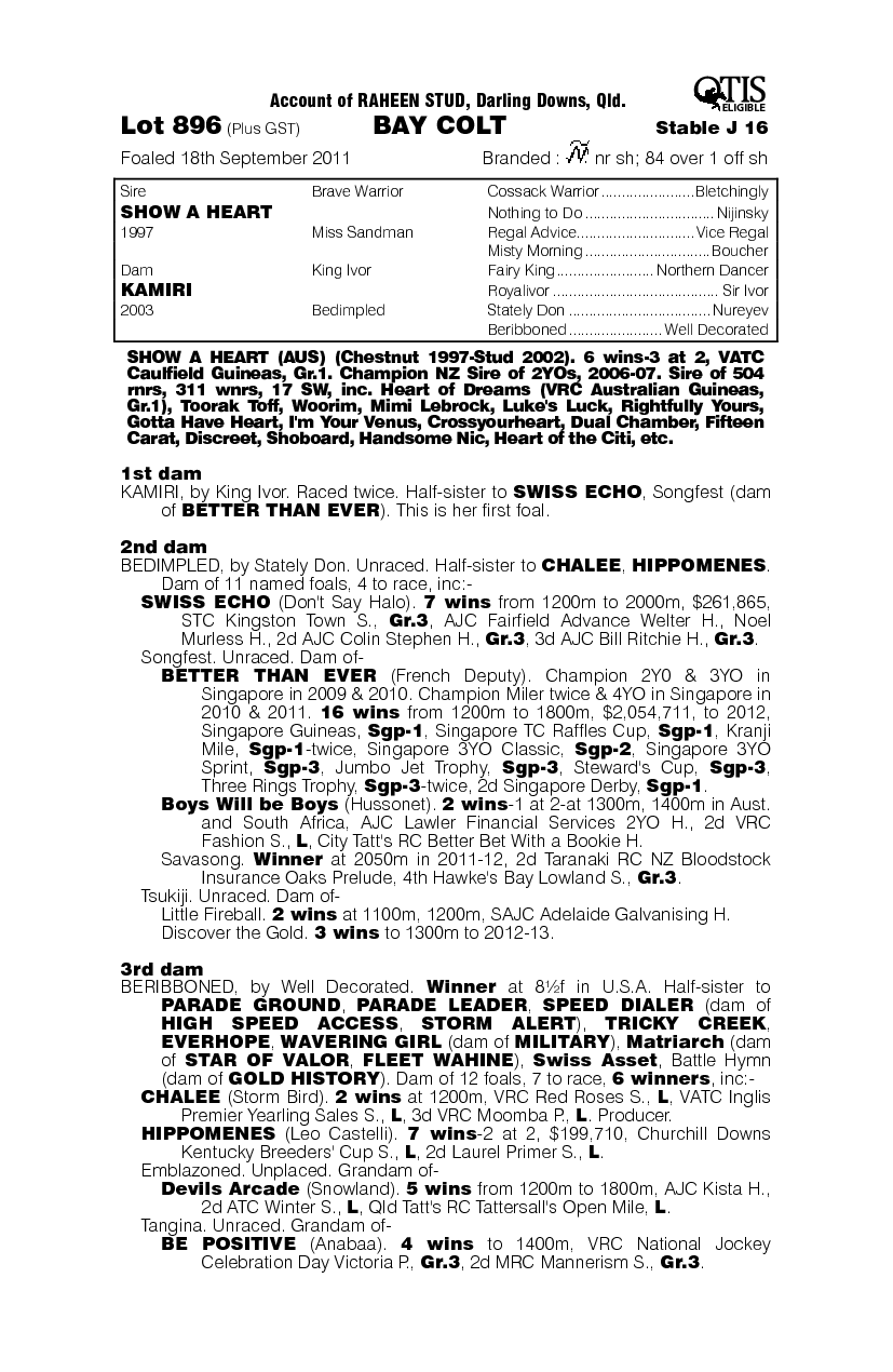 Kamiri Lad (AUS) - pedigree