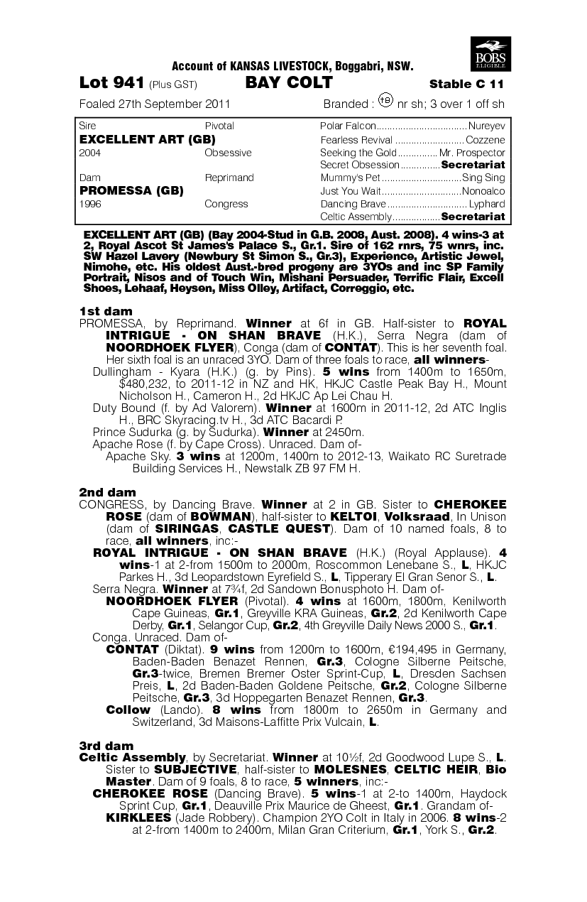 Excellent Art (GB) / Promessa (GB) - pedigree