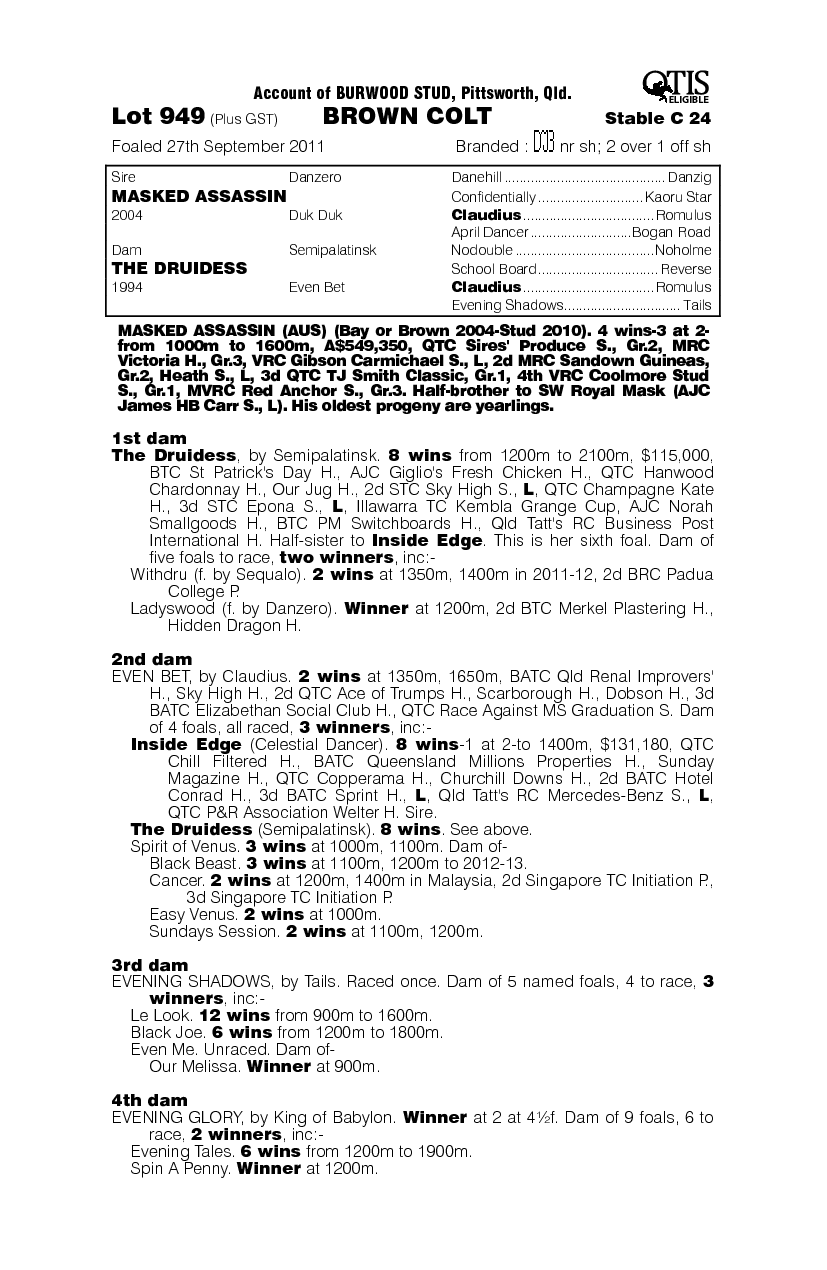 Behind The Mask (AUS) - pedigree