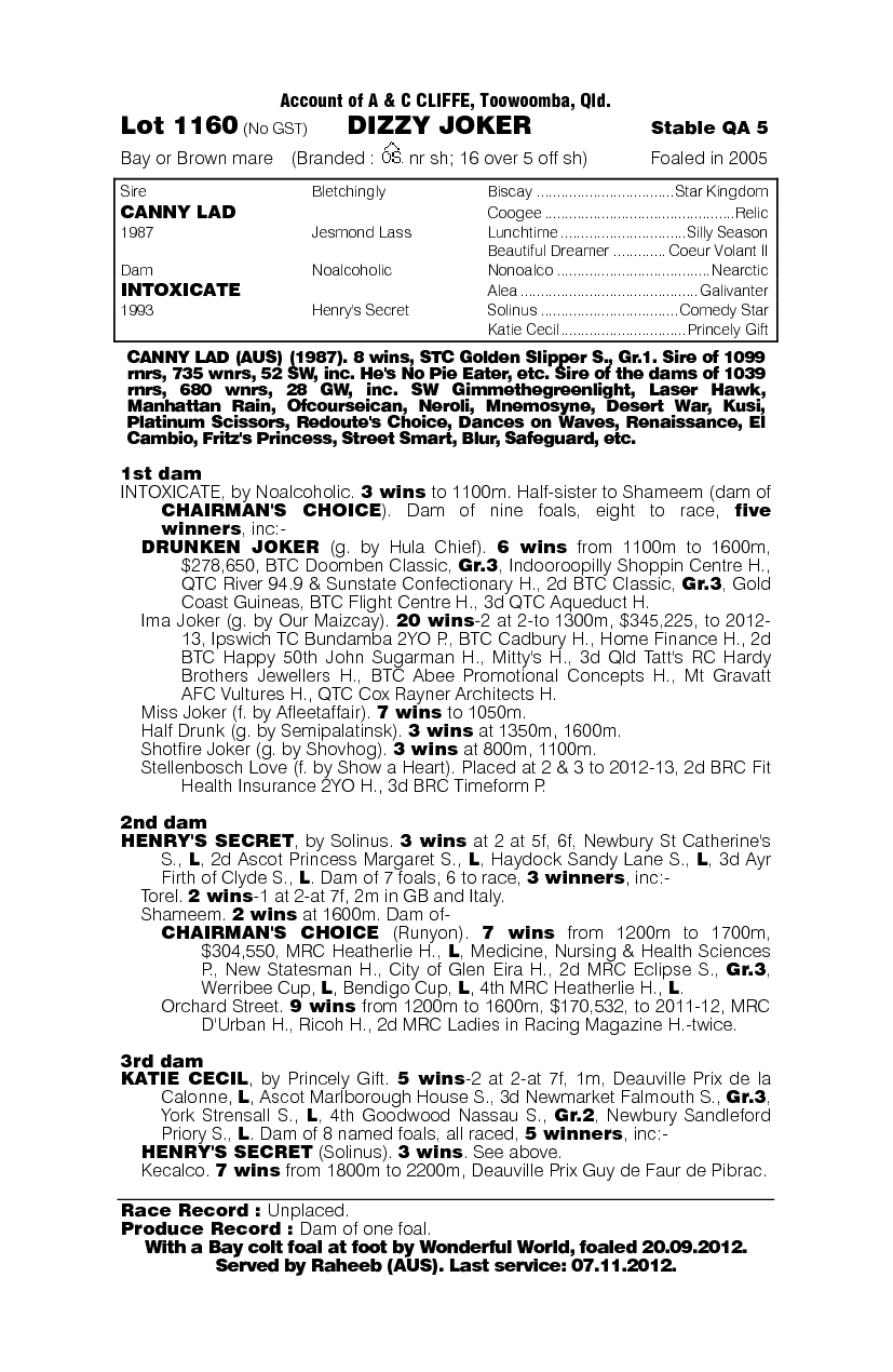 Dizzy Joker - pedigree