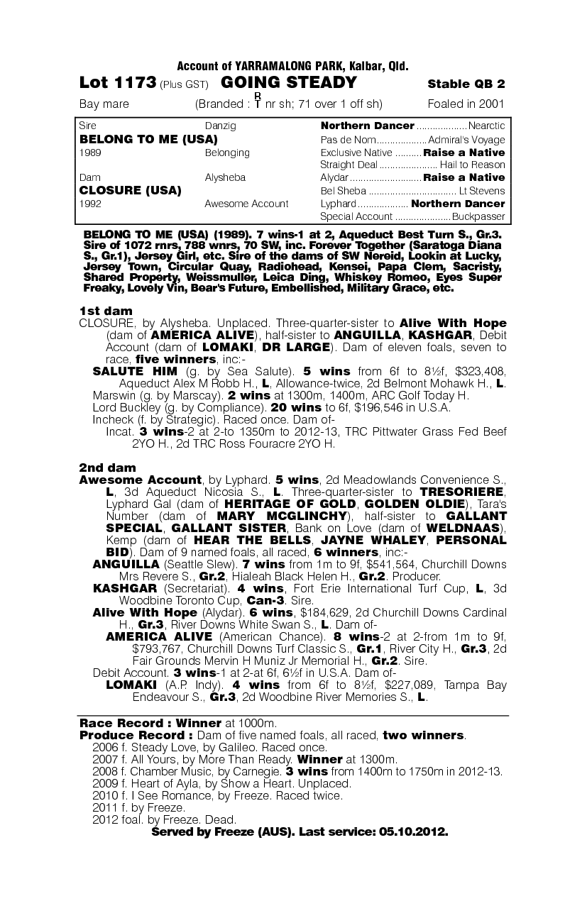 Going Steady - pedigree