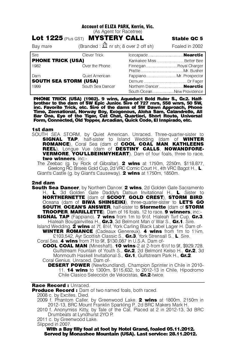 Mystery Call - pedigree