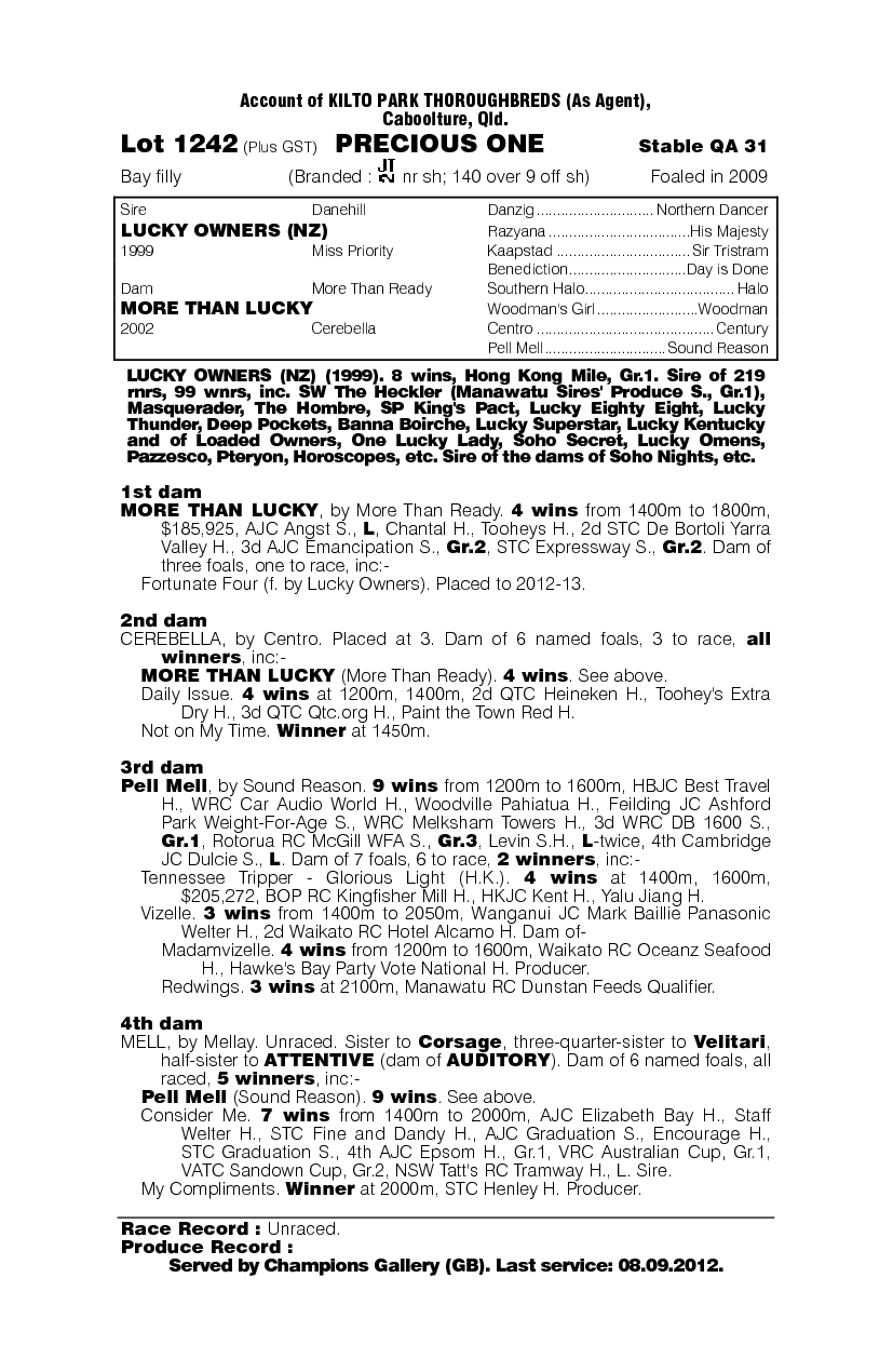 Precious One - pedigree