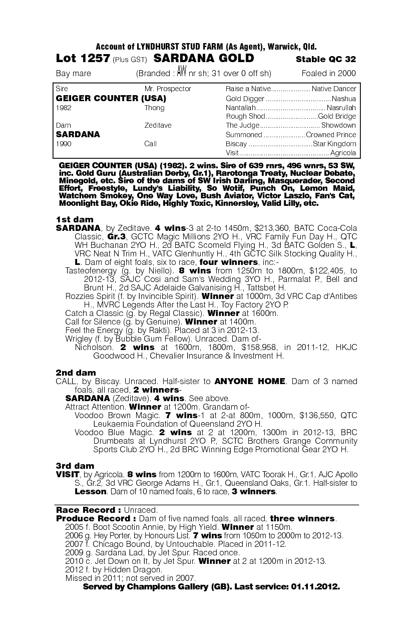 Sardana Gold - pedigree