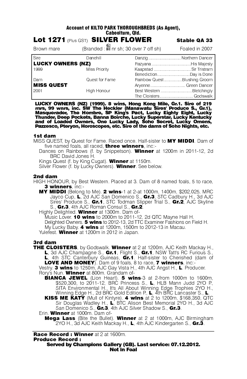 Silver Flower - pedigree